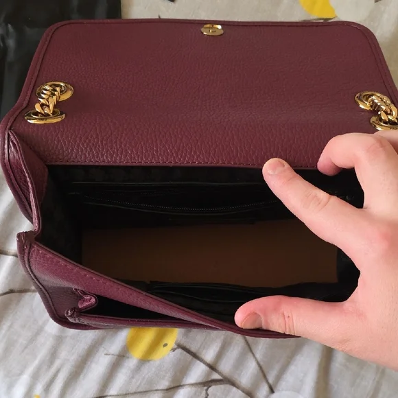 Karl Lagerfeld Plum Shoulder Bag with Gold Chain - Picture 7 of 16